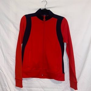 Red-orange and navy blue Tory Burch Sport Zip up